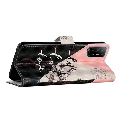For Oppo A94 5G Case 3D Pattern PU Leather Stand Protective Cover
