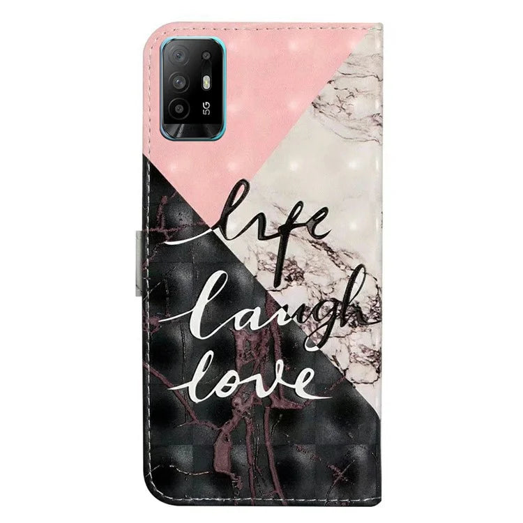 For Oppo A94 5G Case 3D Pattern PU Leather Stand Protective Cover