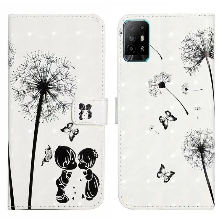 For Oppo A94 5G Case 3D Pattern PU Leather Stand Protective Cover