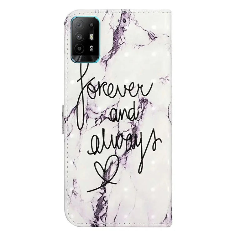 For Oppo A94 5G Case 3D Pattern PU Leather Stand Protective Cover