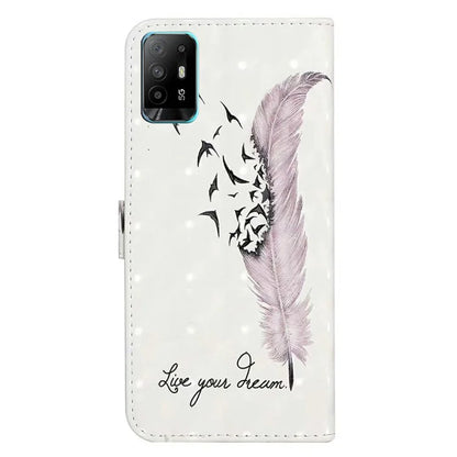 For Oppo A94 5G Case 3D Pattern PU Leather Stand Protective Cover