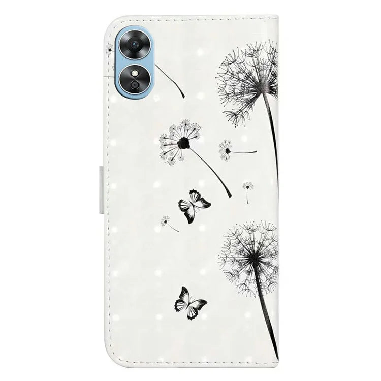 For Oppo A17 4G Case Stand Pattern Printing PU Leather Protective Phone Cover