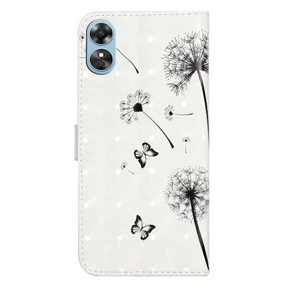 For Oppo A17 4G Case Stand Pattern Printing PU Leather Protective Phone Cover
