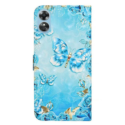For Oppo A17 4G Case Stand Pattern Printing PU Leather Protective Phone Cover