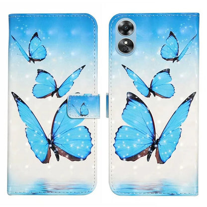 For Oppo A17 4G Case Stand Pattern Printing PU Leather Protective Phone Cover