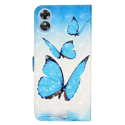 For Oppo A17 4G Case Stand Pattern Printing PU Leather Protective Phone Cover