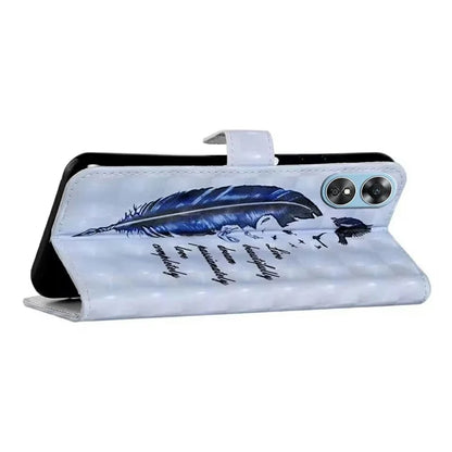 For Oppo A17 4G Case Stand Pattern Printing PU Leather Protective Phone Cover