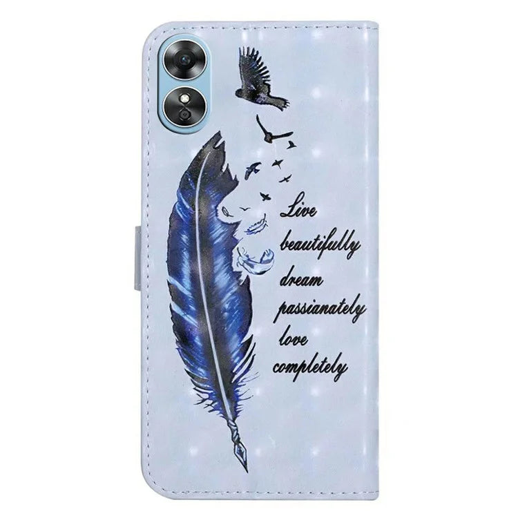 For Oppo A17 4G Case Stand Pattern Printing PU Leather Protective Phone Cover