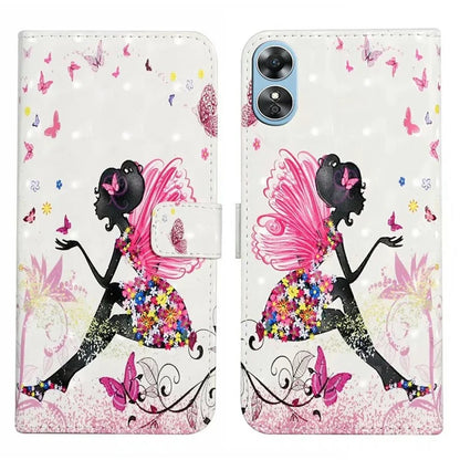 For Oppo A17 4G Case Stand Pattern Printing PU Leather Protective Phone Cover