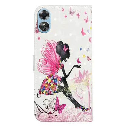 For Oppo A17 4G Case Stand Pattern Printing PU Leather Protective Phone Cover