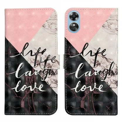 For Oppo A17 4G Case Stand Pattern Printing PU Leather Protective Phone Cover
