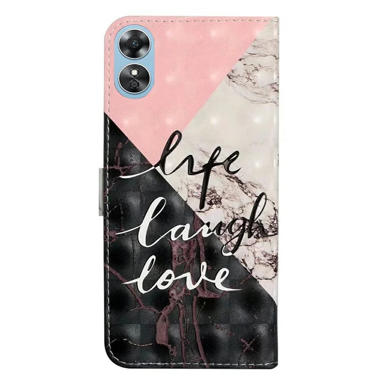 For Oppo A17 4G Case Stand Pattern Printing PU Leather Protective Phone Cover