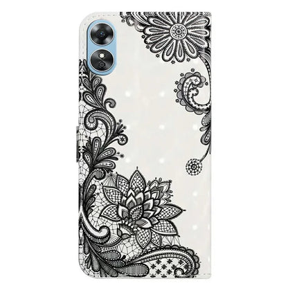 For Oppo A17 4G Case Stand Pattern Printing PU Leather Protective Phone Cover