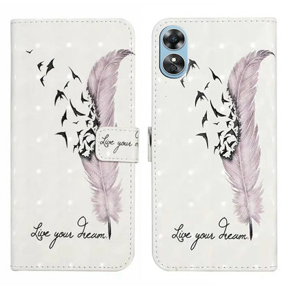 For Oppo A17 4G Case Stand Pattern Printing PU Leather Protective Phone Cover
