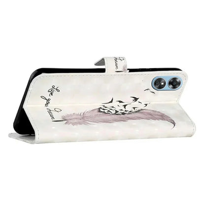 For Oppo A17 4G Case Stand Pattern Printing PU Leather Protective Phone Cover