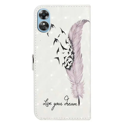 For Oppo A17 4G Case Stand Pattern Printing PU Leather Protective Phone Cover