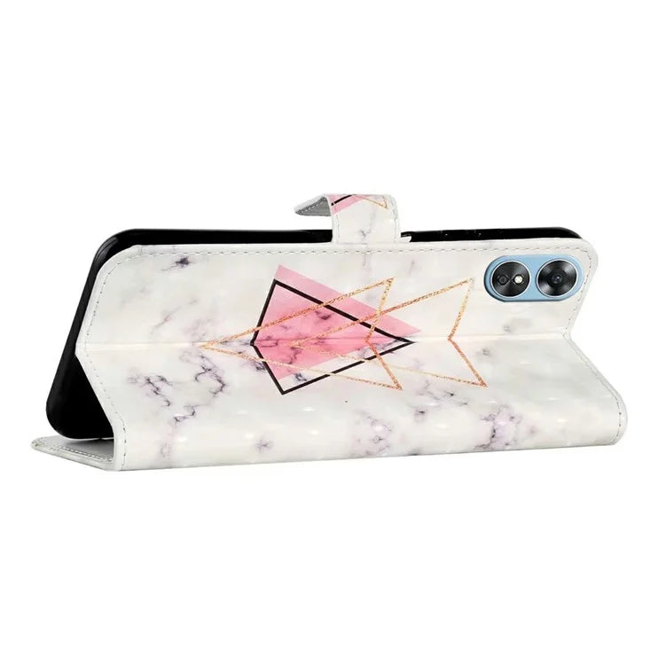 For Oppo A17 4G Case Stand Pattern Printing PU Leather Protective Phone Cover