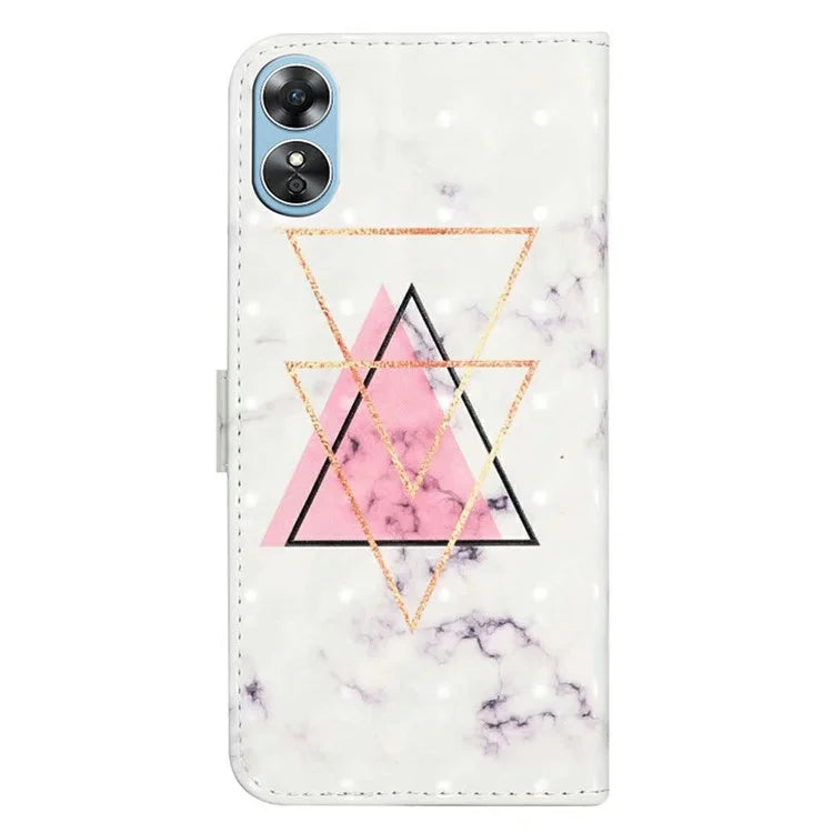 For Oppo A17 4G Case Stand Pattern Printing PU Leather Protective Phone Cover