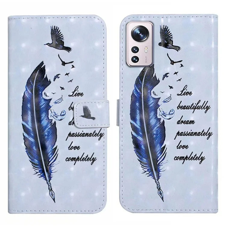 For Xiaomi 12 Lite 5G Case 3D Pattern PU Leather Magnetic Protective Cover