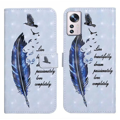 For Xiaomi 12 Lite 5G Case 3D Pattern PU Leather Magnetic Protective Cover