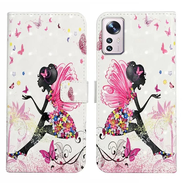 For Xiaomi 12 Lite 5G Case 3D Pattern PU Leather Magnetic Protective Cover