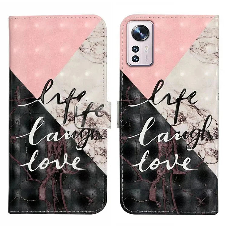 For Xiaomi 12 Lite 5G Case 3D Pattern PU Leather Magnetic Protective Cover
