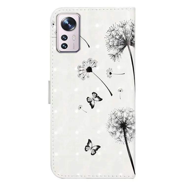 For Xiaomi 12 Lite 5G Case 3D Pattern PU Leather Magnetic Protective Cover