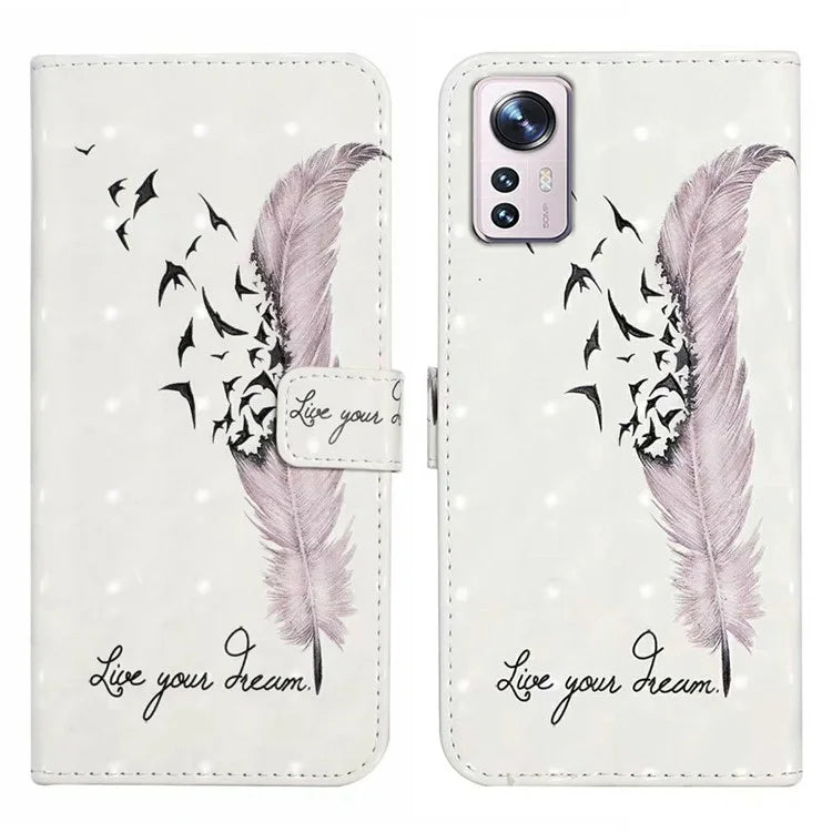 For Xiaomi 12 Lite 5G Case 3D Pattern PU Leather Magnetic Protective Cover