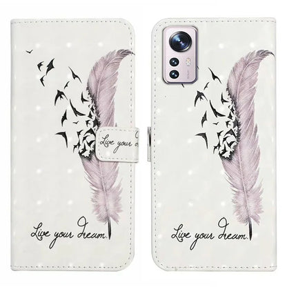 For Xiaomi 12 Lite 5G Case 3D Pattern PU Leather Magnetic Protective Cover