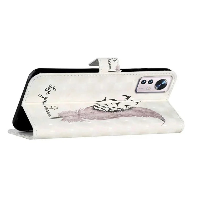 For Xiaomi 12 Lite 5G Case 3D Pattern PU Leather Magnetic Protective Cover
