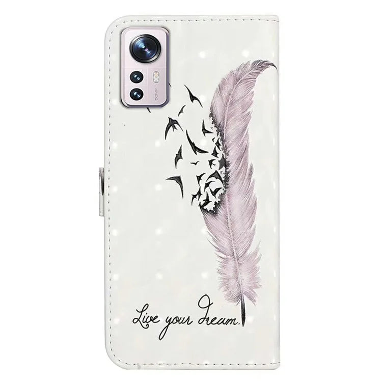 For Xiaomi 12 Lite 5G Case 3D Pattern PU Leather Magnetic Protective Cover