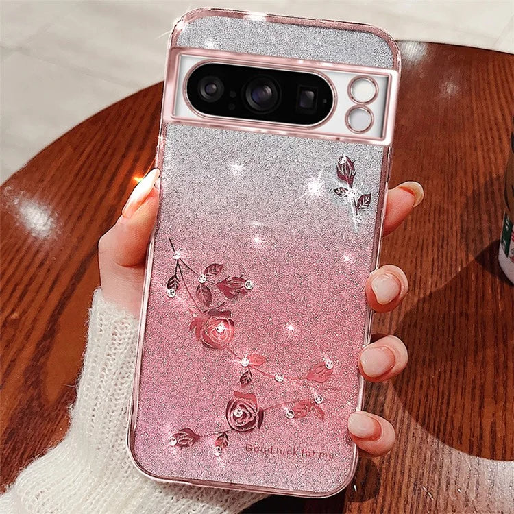 KADEM For Google Pixel 8 Pro Case Flower Decor Gradient TPU Smartphone Cover