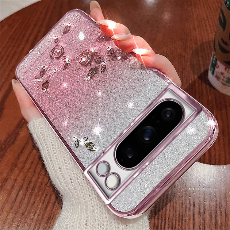 KADEM For Google Pixel 8 Pro Case Flower Decor Gradient TPU Smartphone Cover