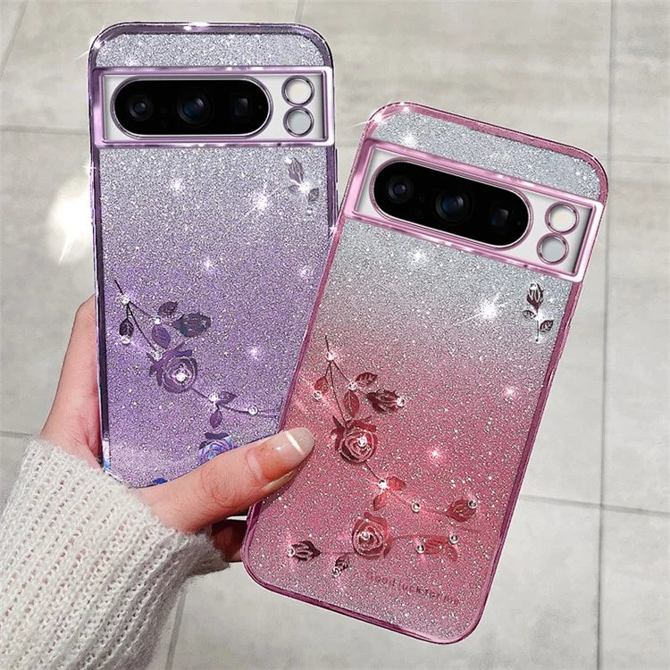 KADEM For Google Pixel 8 Pro Case Flower Decor Gradient TPU Smartphone Cover