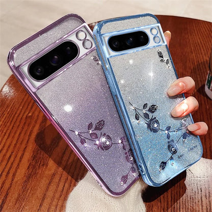KADEM For Google Pixel 8 Pro Case Flower Decor Gradient TPU Smartphone Cover