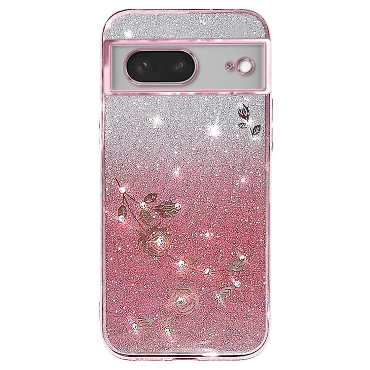 KADEM For Google Pixel 8 Case Flower Decor Gradient TPU Phone Back Cover