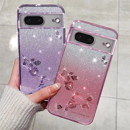 KADEM For Google Pixel 8 Case Flower Decor Gradient TPU Phone Back Cover