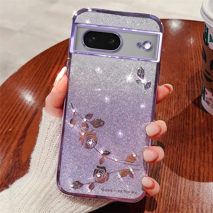 KADEM For Google Pixel 8 Case Flower Decor Gradient TPU Phone Back Cover