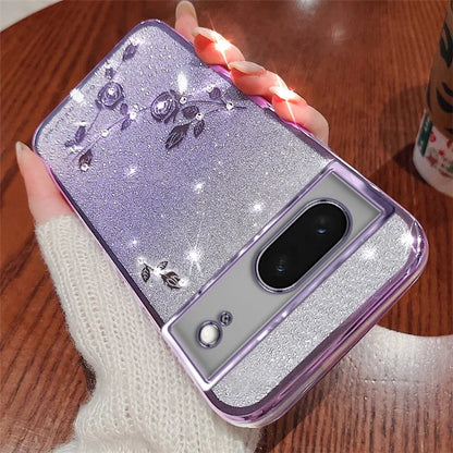 KADEM For Google Pixel 8 Case Flower Decor Gradient TPU Phone Back Cover