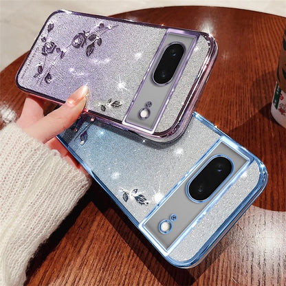 KADEM For Google Pixel 8 Case Flower Decor Gradient TPU Phone Back Cover