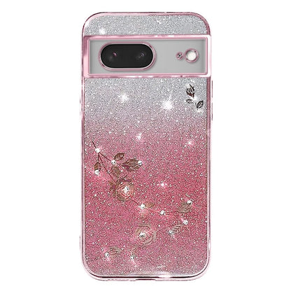 KADEM For Google Pixel 8 Case TPU Glitter Smartphone Back Cover with Strap