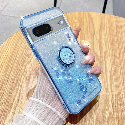 KADEM For Google Pixel 8 Cover Ring Kickstand Glitter Rhinestone TPU Phone Case