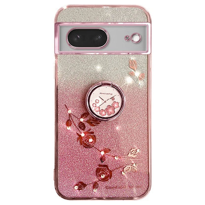 KADEM For Google Pixel 8 Cover Ring Kickstand Glitter Rhinestone TPU Phone Case