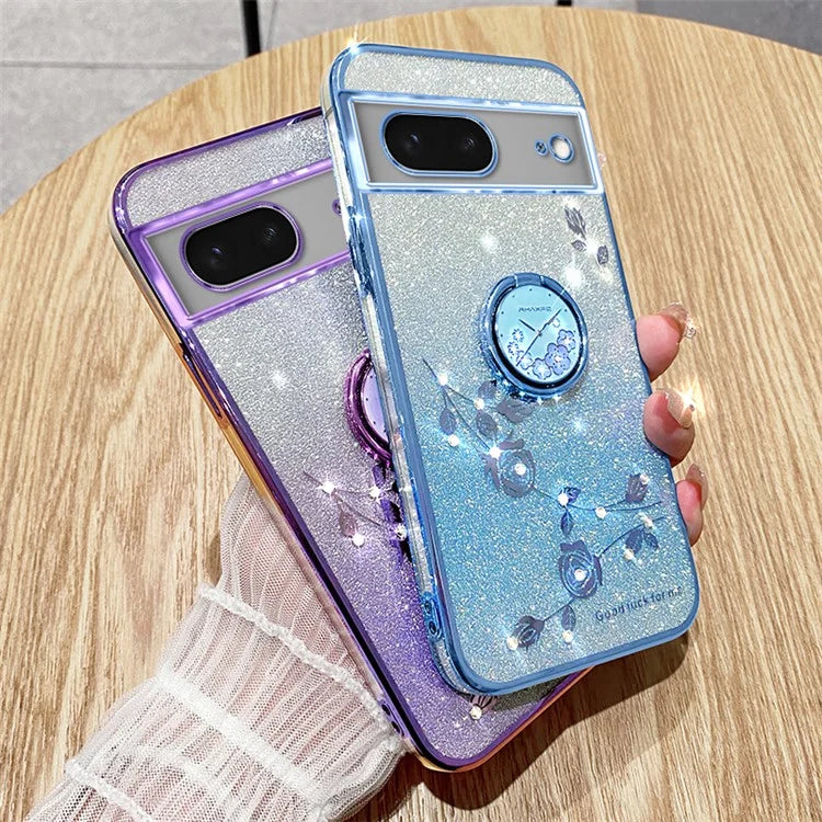 KADEM For Google Pixel 7 5G Case Ring Kickstand Gradient TPU Cellphone Cover