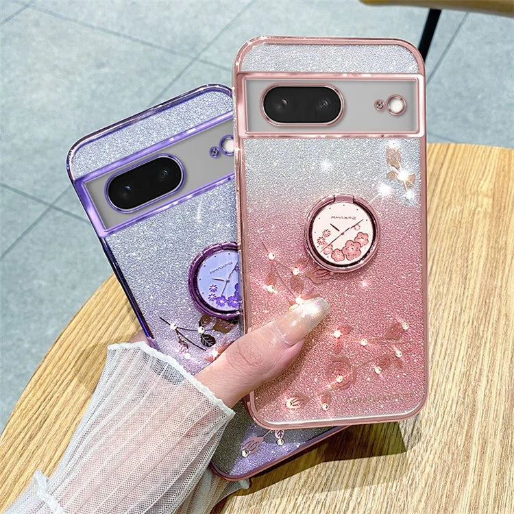 KADEM For Google Pixel 7 5G Case Ring Kickstand Gradient TPU Cellphone Cover