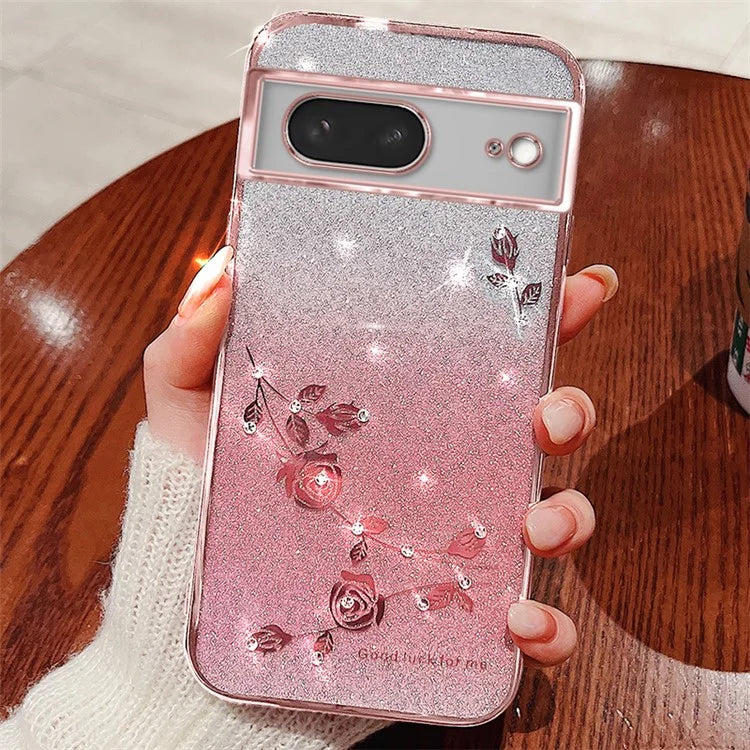 KADEM For Google Pixel 7 5G Case Gradient Flower Pattern TPU Phone Drop-proof Cover