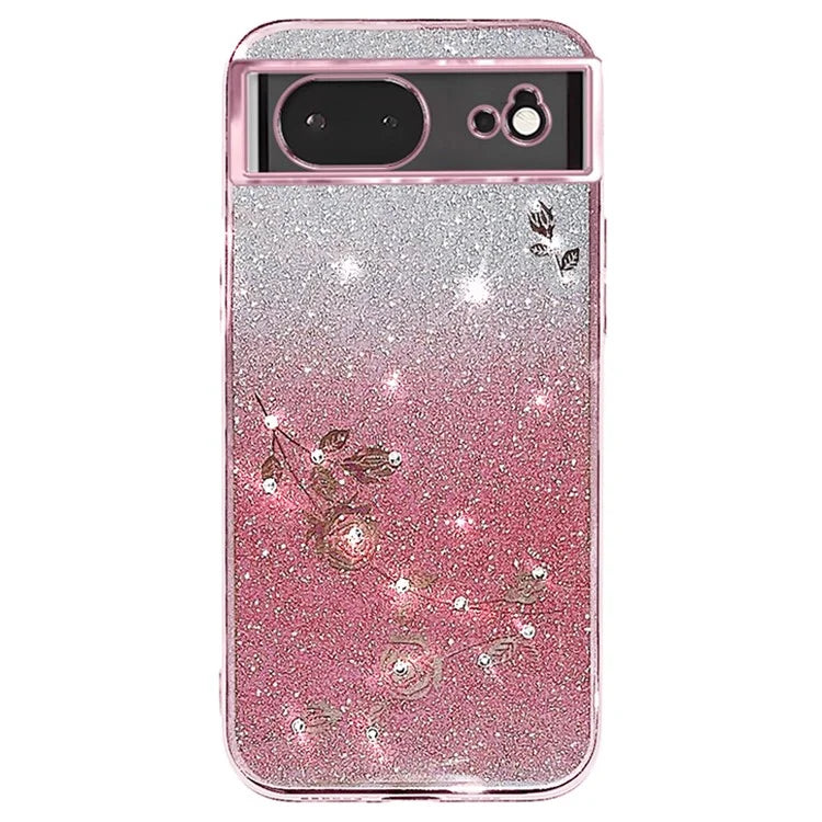 KADEM For Google Pixel 6 TPU Case Rhinestone Flower Gradient Cell Phone Cover