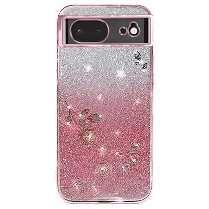 KADEM For Google Pixel 6 TPU Case Rhinestone Flower Gradient Cell Phone Cover