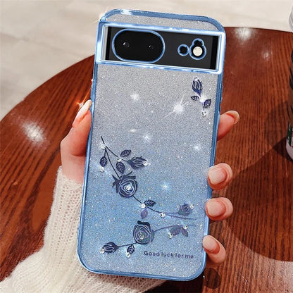 KADEM For Google Pixel 6 TPU Case Rhinestone Flower Gradient Cell Phone Cover
