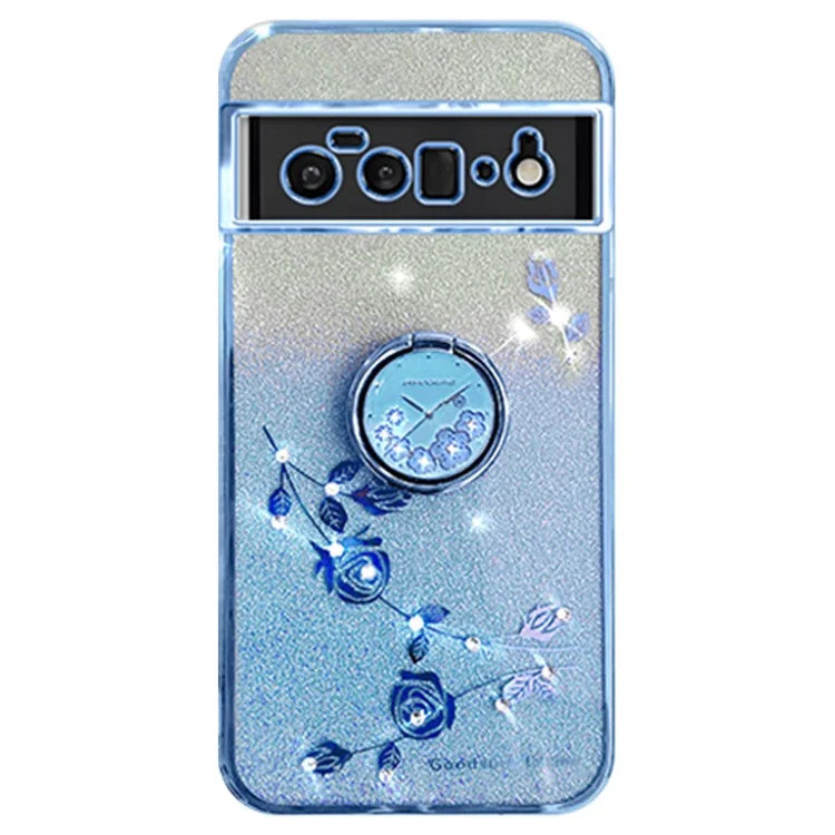 KADEM For Google Pixel 6 Pro 5G Case Flower Pattern TPU Phone Cover with Kickstand